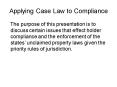The purpose of this presentation is to discuss certain issues that effect holder compliance and the PowerPoint PPT Presentation