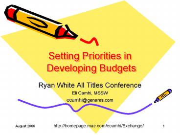 Setting Priorities in Developing Budgets
