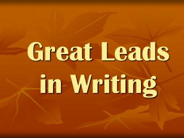 Great Leads in Writing