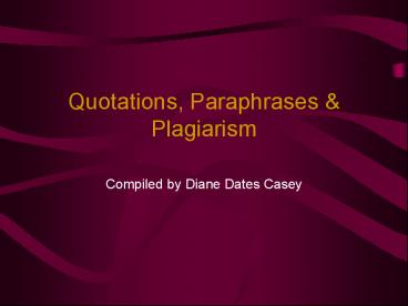Quotations, Paraphrases