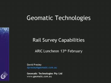 Geomatic Technologies