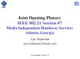 Joint Opening Plenary IEEE 802.21 Session PowerPoint PPT Presentation