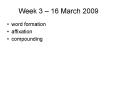 Week 3 16 March 2009 PowerPoint PPT Presentation