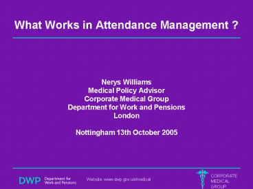 What Works in Attendance Management
