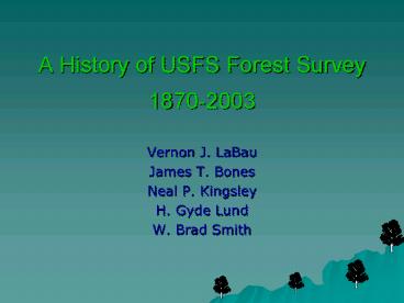 A History of USFS Forest Survey 18702003