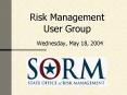 Risk Management User Group PowerPoint PPT Presentation