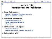 Lecture 19: Verification and Validation