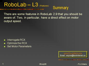RoboLab L3 Features