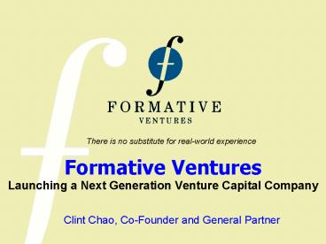 Formative Ventures presentation | free to view