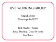 IPv6 WORKING GROUP March 2002 Minneapolis IETF PowerPoint PPT Presentation