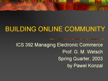 BUILDING ONLINE COMMUNITY