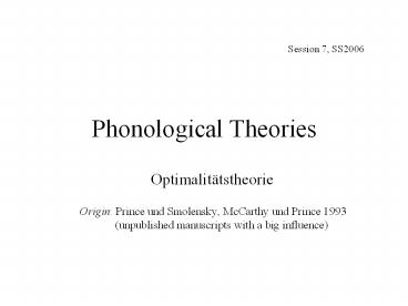 Phonological Theories