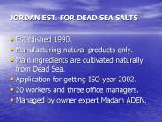 JORDAN EST. FOR DEAD SEA SALTS