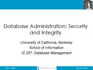 Database Administration: Security and Integrity