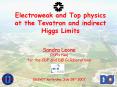 Electroweak and Top physics at the Tevatron and indirect Higgs Limits PowerPoint PPT Presentation