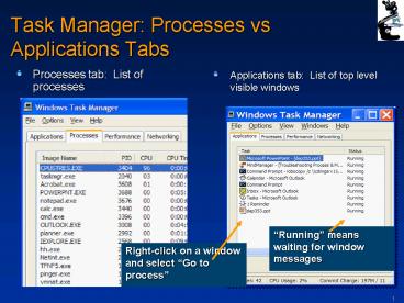 Task Manager: Processes vs Applications Tabs