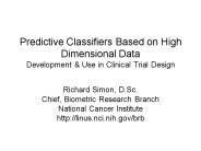 Predictive Classifiers Based on High Dimensional Data Development
