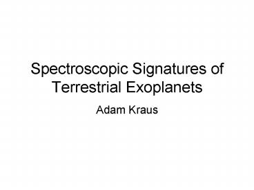Spectroscopic Signatures of Terrestrial Exoplanets