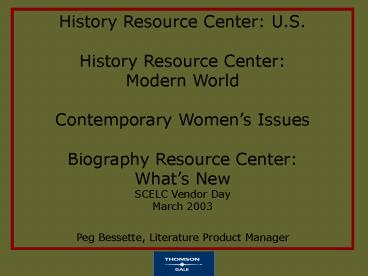 History Resource Center: U.S.
