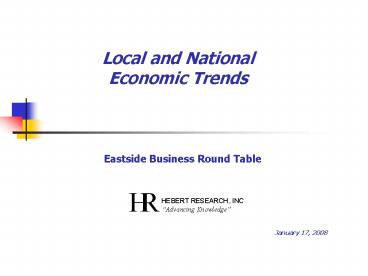 Local and National Economic Trends