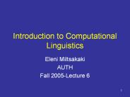 Introduction to Computational Linguistics