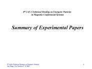 8th IAEA Technical Meeting on Energetic Particles