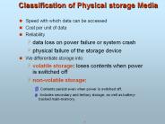 Classification of Physical storage Media