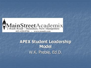 APEX Student Leadership Model