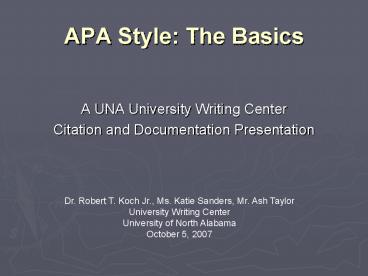 APA Style: The Basics
