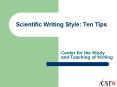Scientific Writing Style: Ten Tips PowerPoint PPT Presentation