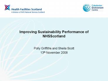 Improving Sustainability Performance of NHSScotland