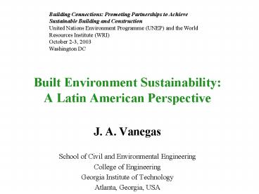 Built Environment Sustainability: A Latin American Perspective