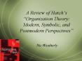 A Review of Hatchs Organization Theory: Modern, Symbolic, and Postmodern Perspectives PowerPoint PPT Presentation