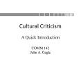 Cultural Criticism PowerPoint PPT Presentation