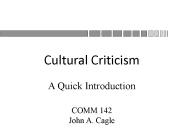 Cultural Criticism