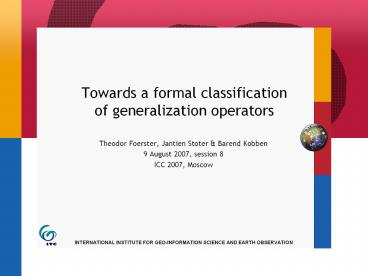Towards a formal classification of generalization operators