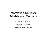 Information Retrieval: Models and Methods