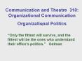 Communication and Theatre 310: Organizational Communication PowerPoint PPT Presentation
