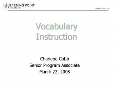 Vocabulary Instruction