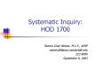 Systematic Inquiry:  HOD 1700 PowerPoint PPT Presentation