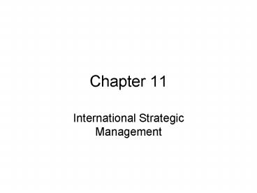 International Strategic Management