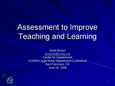 Assessment to Improve Teaching and Learning presentation | free to view