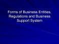 Forms of Business Entities, Regulations and Business Support System PowerPoint PPT Presentation