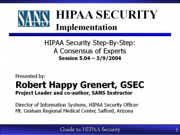 HIPAA Security Step-By-Step: