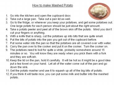 How to make Mashed Potato