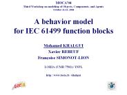 A behavior model for IEC 61499 function blocks