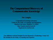 Computational Discovery of Communicable Knowledge