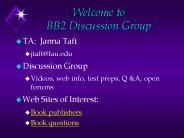 Welcome to BB2 Discussion Group