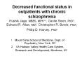 Decreased functional status in outpatients with chronic schizophrenia Kushik Jaga, MBBS, MPH1,2, Cecile Sison, PhD2, Edward R. Allan, MD2, Christopher R. Bowie, PhD1, Philip D. Harvey, PhD1 PowerPoint PPT Presentation