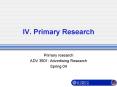 IV. Primary Research PowerPoint PPT Presentation
